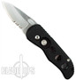 Atomic Auto Knife, Part Serrated, Black Handle