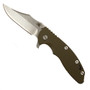 Hinderer Knives OD Green XM-18 3.5" Bowie Flipper Knife, CPM-S35VN Stonewash Blade