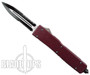 Panther OTF Knife, Red Handle, Black Combo Dagger Blade