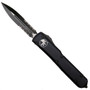 Microtech 122-2T Tactical Contoured Ultratech D/E OTF Auto Knife, Black Combo Blade FRONT VIEW