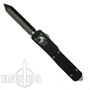 Microtech Black Spartan UTX70 OTF Knife, DLC Plain Black Dual Tanto Edge Blade