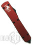 Microtech Ultratech OTF Knife, Red Handle, Limited Run Bayonet Grind, Part Serrated Two-Tone Blade, 120-2RD