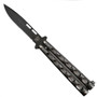Bear & Son 115 Silver Vein Balisong Butterfly Knife, 1095 Carbon Black Blade