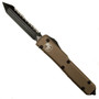 Microtech 223-3CCTA Tan Contoured Ultratech D/T OTF Auto Knife, Full Serrated Black Blade