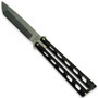 Bear & Son 114AB Tanto Balisong Butterfly Knife, Bead Blast Blade