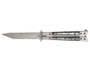 Faux Abalone Butterfly Knife, Part Serrated Modified Tanto Point