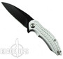 Brous Blades Silver Bionic 2.0 Flipper Knife, Black Blade