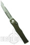 Microtech Green Halo V OTF Automatic Tanto Point Knife, Bead Blast Part Serrated, MT150-8GR