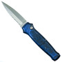 Piranha Blue Prowler Auto Knife, 154CM Stonewash Combo Blade 