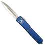 Microtech 122-4CCBL Blue Contoured Ultratech D/E OTF Auto Knife, Satin Blade FRONT VIEW