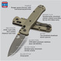 Benchmade 535GRY-1 Ranger Green Bugout Folder Knife, CPM-S30V Smoked Grey Blade REAR VIEW