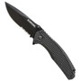 Schrade 002 Series Folder Knife, Black Combo Edge Blade