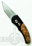 Pro-Tech Runt J4, Stonewash Tanto Blade,  Black Handle with Maple Burl Inlay, PT5406