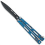 Bear OPS B-400-AlBD-B Blue Raindrop Bear Song IV Balisong Butterfly Knife, 1095 Carbon Black Blade