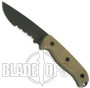 Ontario TAK 1 Fixed Blade Knife, Serrated Edge, Micarta Handle