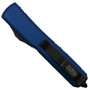 Microtech 122-2CCBL Blue Contoured Ultratech D/E OTF Auto Knife, Black Combo Blade REAR VIEW