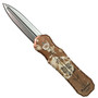 Piranha Excalibur Double Action OTF Knife, Camo Handle, Plain Blade
