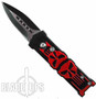 Punisher Mini Auto, Red Handle, Black Blade