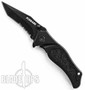 Schrade 203TS Linerlock Pocket Knife, Black Tanto Combo Blade