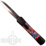 AKC Flag Concord Double Action OTF Knife, Mirror Dagger Blade