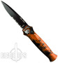 Piranha Orange Mini-Guard Auto Knife, CPM-S30V Black Combo Blade