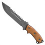 TOPS SE107C-DC Tan/Black Steel Eagle Delta Class Micarta Fixed Blade Knife, 1095 Carbon Acid Rain Blade FRONT VIEW