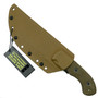 TOPS TBT02-TAN Coyote Tan Tom Brown Tracker #2 Micarta Fixed Blade Knife, 1095 Carbon Coyote Tan Blade, sheath front