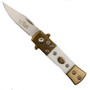 Duck White Mini Stiletto Auto Knife, Satin Blade