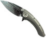 Microtech Custom Whale Shark Flipper Knife, Blued Reptilian Carbon Steel Damascus
