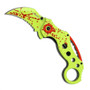 Z-Hunter Karambit Folding Assist Knife, Green w/ Red Splash Combo Blade