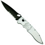 Piranha Silver Mini Predator Auto Knife, CPM-S30V Black Combo Blade