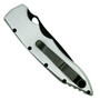 Piranha Silver Mini Predator Auto Knife, CPM-S30V Black Combo Blade Clip View