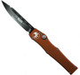 Microtech Orange Halo V OTF Knife, DLC Black Plain Blade