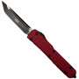 Microtech Red Tri-Grip Ultratech OTF Knife, Black Tanto Blade