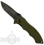 TacForce Green LinerLock Assist Knife, Black Stonewash Clip Blade
