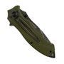 TacForce Green LinerLock Assist Knife, Black Stonewash Clip Blade, Clip View