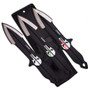 Z-Hunter 8" Throwing Knives, Set of 3, Black/Silver with Skull, Sheath