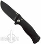 Lion Steel Knives SR1-Al Black Aluminum Folder Knife, Black Plain Blade