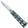 Bear & Son 113 Silver Vein Compact Balisong Butterfly Knife, Satin Blade