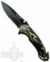 Green Skull Rider Spring Assist Knife, Tactical Combo Blade