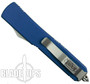 Microtech Blue Ultratech OTF Knife, Satin Double Edge Plain Blade