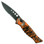 Piranha Orange Amazon Auto Knife, 154CM Black Combo Blade