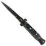 Godfather A155PB Blue Splash Italian Milano Stiletto Auto Knife, Black Blade