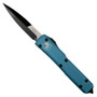 Microtech 120-1CCTQ Turquoise Contoured Ultratech Bayonet OTF Auto Knife, Black Blade FRONT VIEW