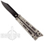 Bear Ops Silver Bear Song IV Butterfly Knife, 4.25"  TI Black Bowie Clip Blade