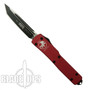 Microtech UTX70 OTF Knife, T/E, Black Tactical, Red Handle
