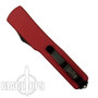 Microtech UTX70 OTF Knife, T/E, Black Tactical, Red Handle, CLip View