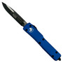 Microtech UTX70 OTF Knife, Drop Point Black Tactical, Blue Handle