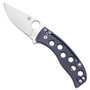 Spyderco Bead Blasted Blue PITS Folder Knife, N690Co Steel, Plain Edge Blade