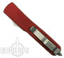 Microtech Red Ultratech OTF Auto Knife, Satin Bayonet Blade